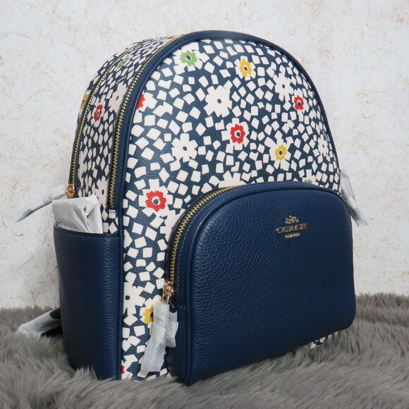 Coach Court Backpack with Floral Print (Deep Blue) - Picture 2 of 6
